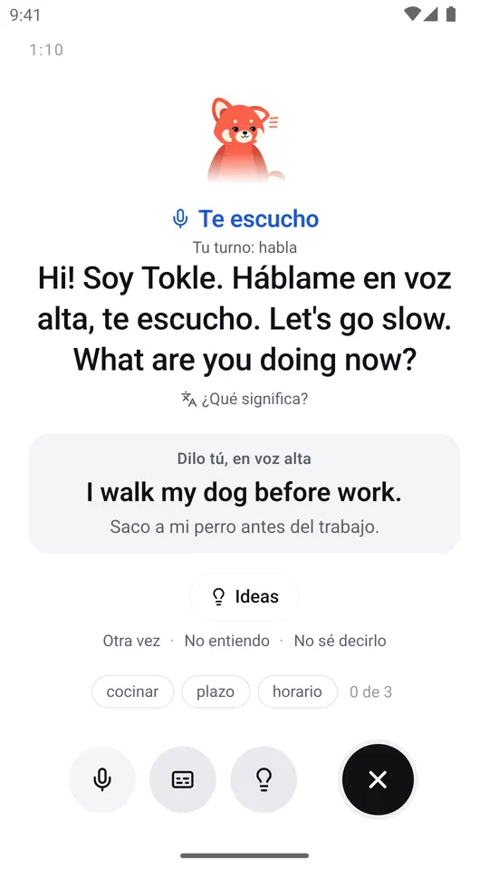 La app de Tokle durante una charla